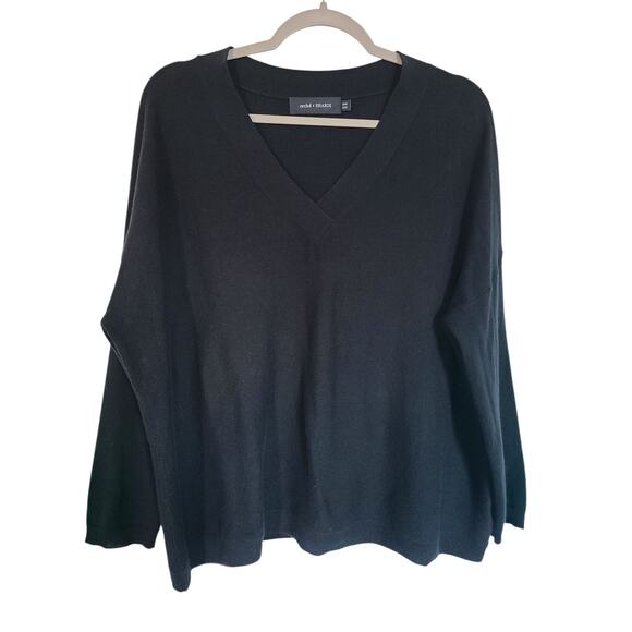 Arch4 x Sharis Baby Goat Cashmere Black V-Neck Pullover One Size - Picture 1 of 5